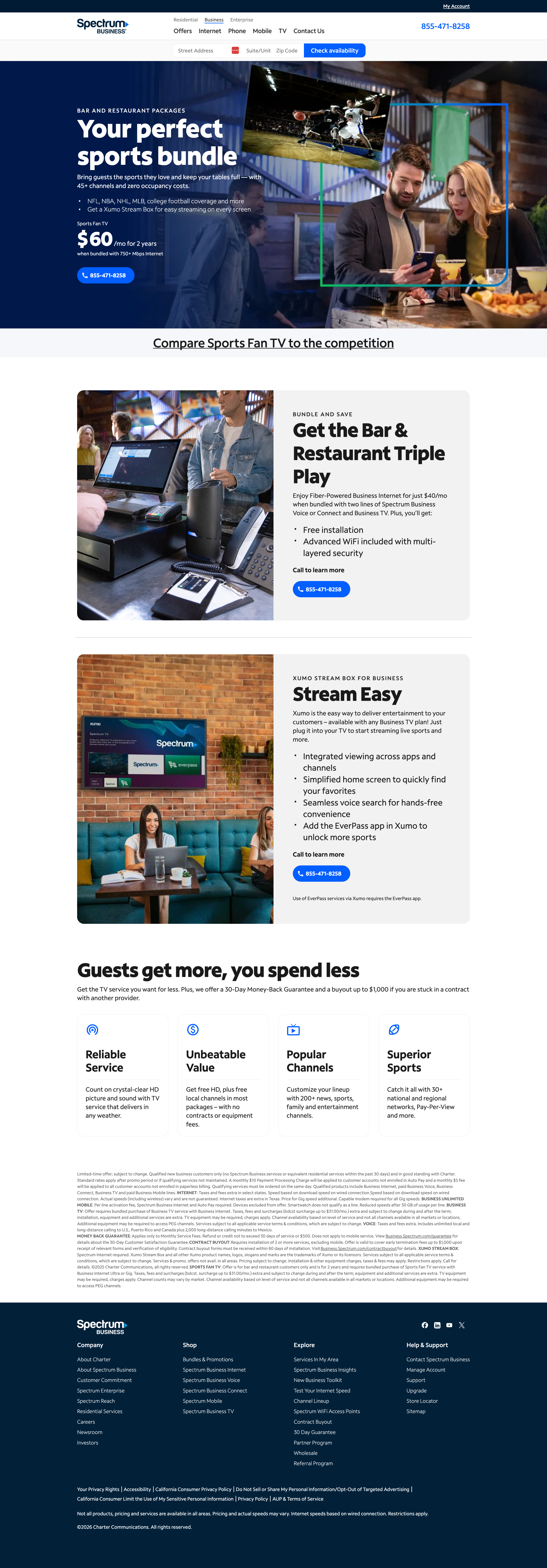 Spectrum Business Offers page